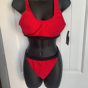 Never worn Red and black cloth bikini